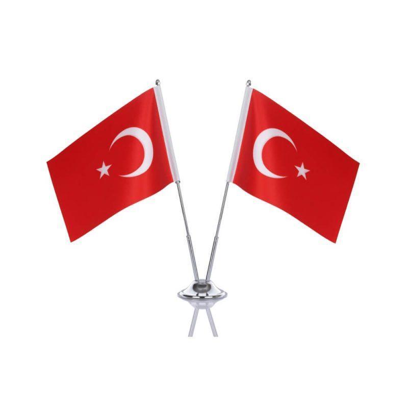 Double Turkish Table Flag Flag Toplu Sipariş