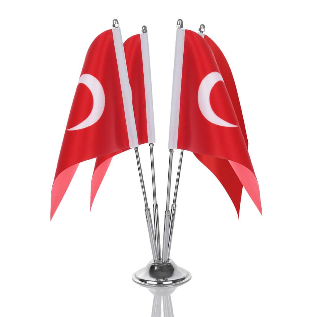 Dörtlü Türk Masa Bayrağı Türk Bayrağı Toplu Sipariş Dörtlü Türk Masa Bayrağı Türk Bayrağı Toplu Sipariş