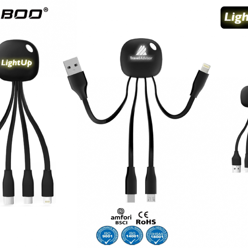 Miaboo Charging&Data Cable Set- Lightened Logo Printing Powerbank Toplu Sipariş