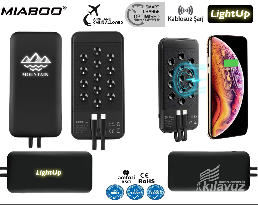 Miaboo Powerbank 6.000 Mah – With Luminous Logo – Wireless Features Powerbank Toplu Sipariş Miaboo Powerbank 6.000 Mah – With Luminous Logo – Wireless Features Powerbank Toplu Sipariş
