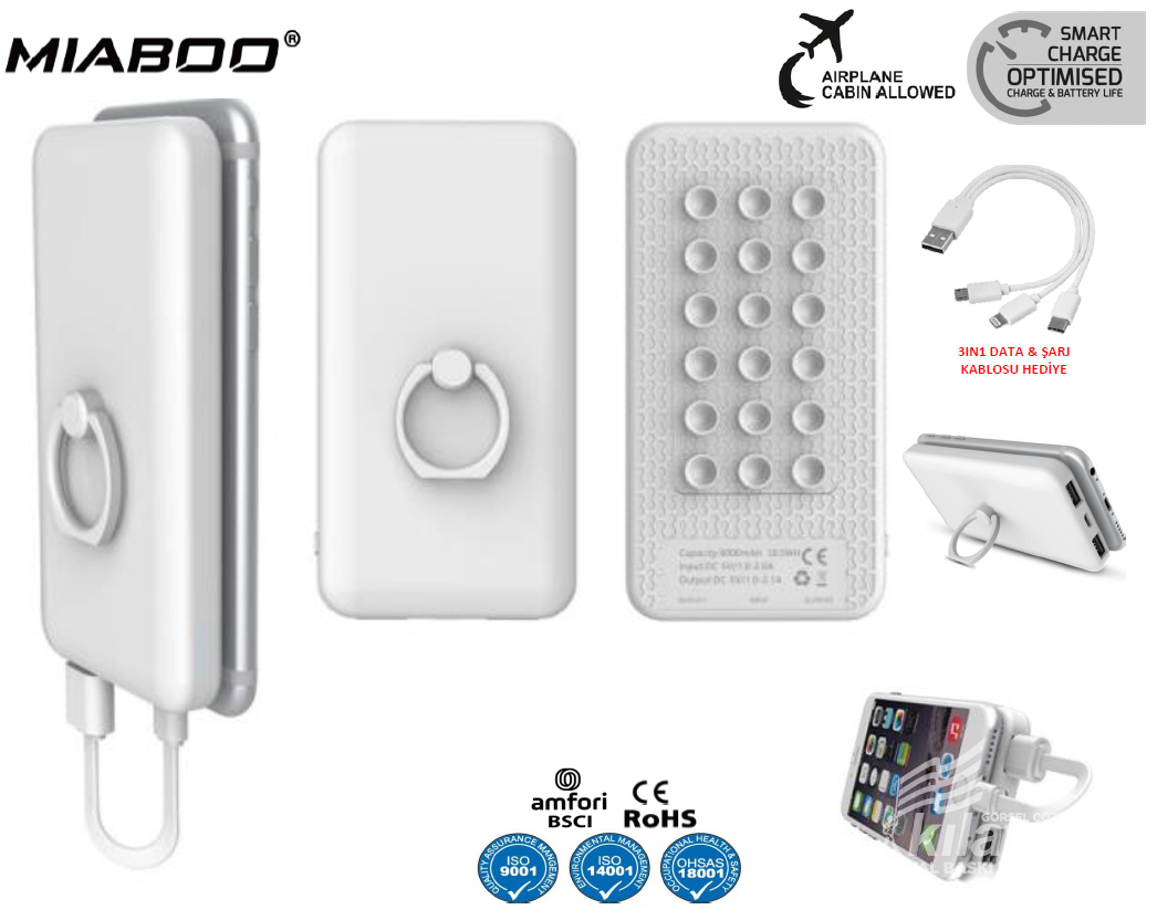 Miaboo Powerbank 6.000 Mah – 3in1 Şarj & Data Kablosu Hediyeli Powerbank Toplu Sipariş Miaboo Powerbank 6.000 Mah – 3in1 Şarj & Data Kablosu Hediyeli Powerbank Toplu Sipariş